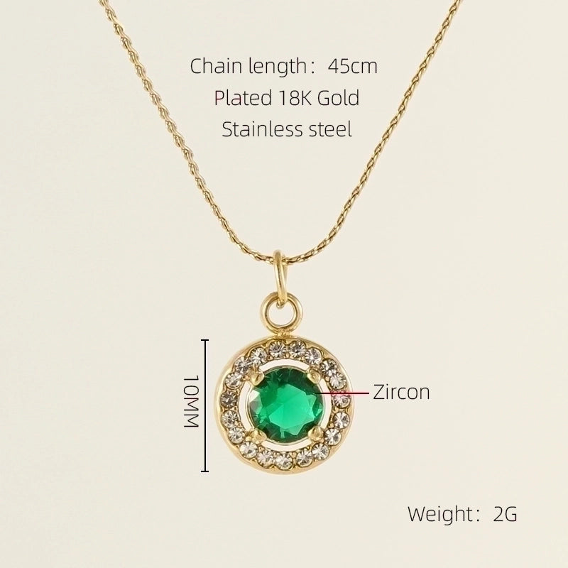 Stainless Steel 18K Gold Plated Glam Shiny Plating Inlay Sun Water Droplets Heart Shape Zircon Pendant Necklace