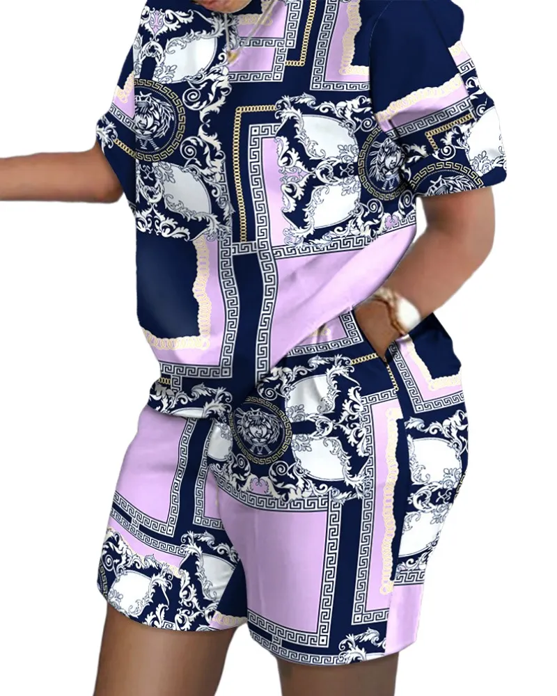 Uveng Uveng Women's Explosive Print Short Sleeve Two-Set Commuter Set