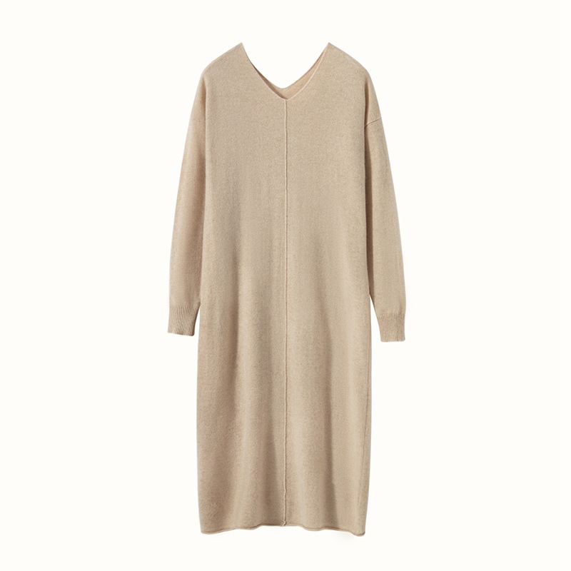Women's Cashmere Dress With Middle Crease REAL SILK LIFE