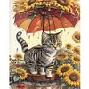 Diamond Painting-DIY Full Round Drill Sunflower and Cat(40x50cm)