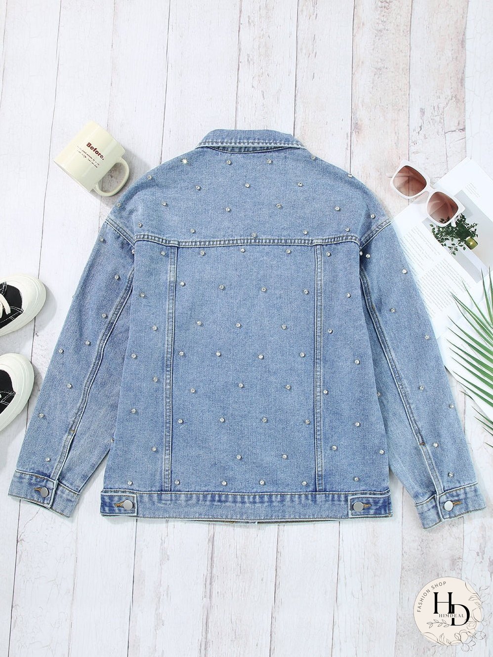 Vintage-Inspired Rhinestone Denim Jacket