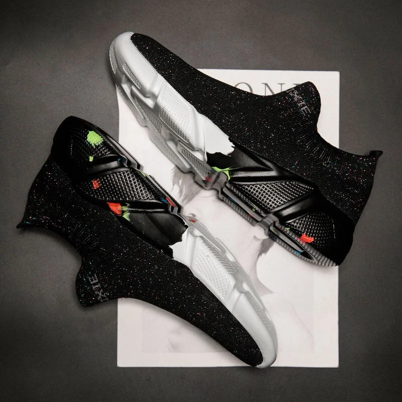 MWY Breathable Comfortable Couple Sock Shoes Casual Shoes Men Zapatillas Hombre Flying Knit Sneakers Men Loafers Flat Shoes Men