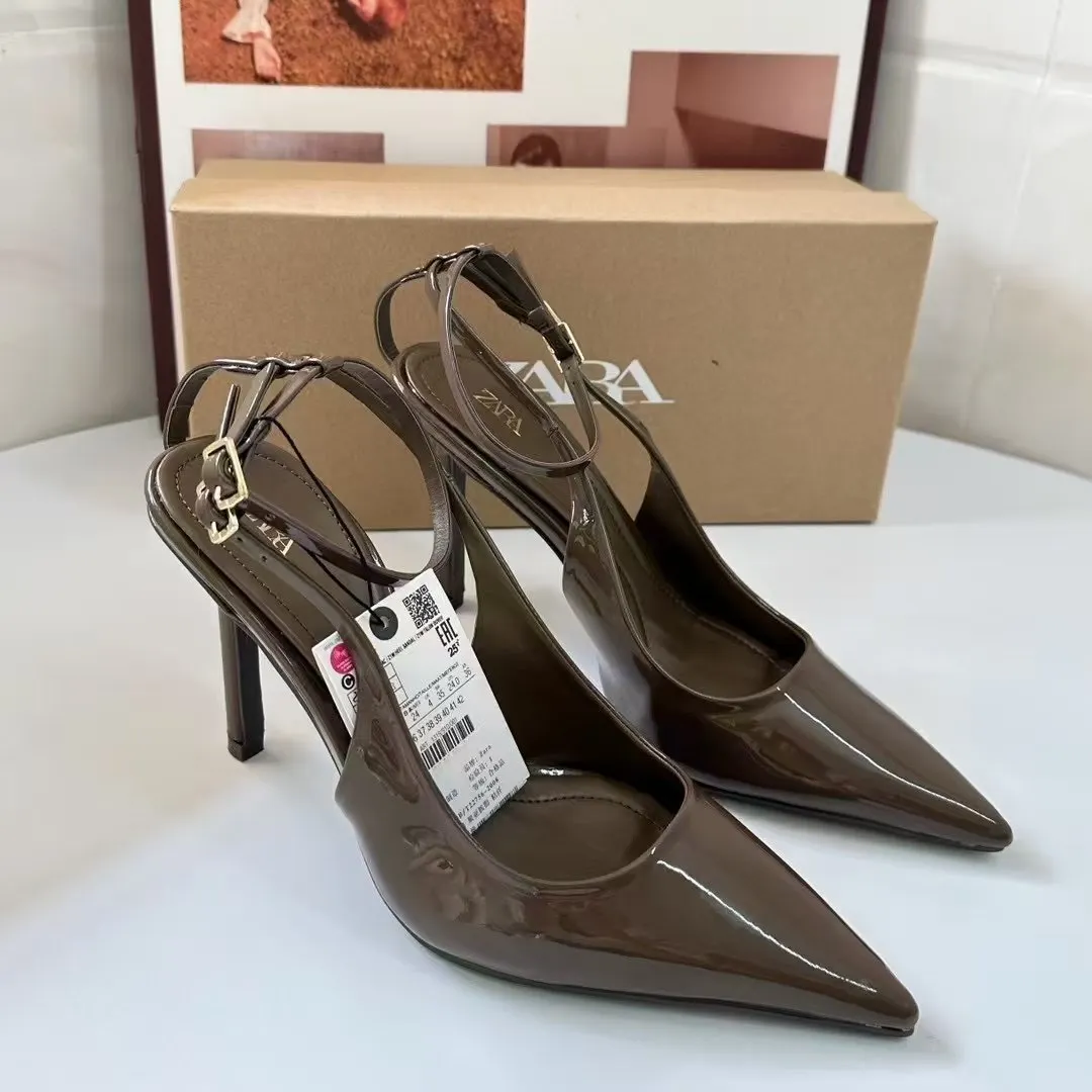 Breakj Breakj Same Pointed Light Mouth Back Empty Single Shoes 2025 Spring And Autumn New Baotou Sandals With High Heels Apricot Color Woman