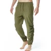 Men's Cotton and Linen Drawstring Jogging Casual Pants