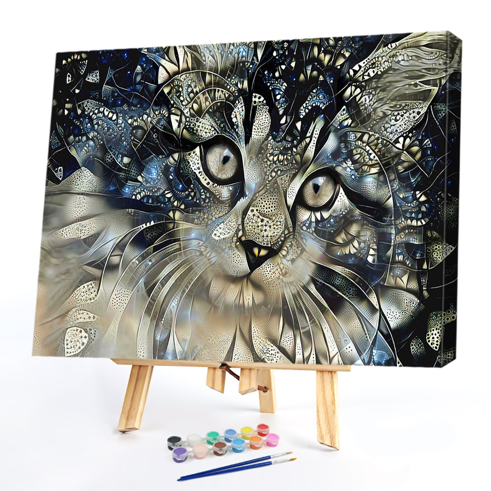 

50*40CM - Paint By Numbers - Psychedelic Cat, 501 Original