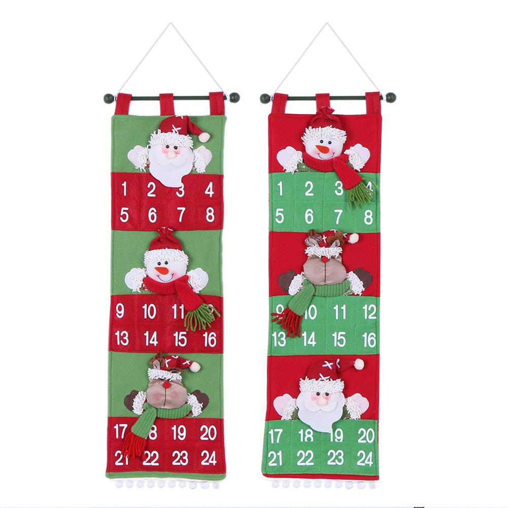 

Santa Claus Snowman Calendar Christmas Countdown Family Decor Fabric Pocket, Red-bottomed snowman, 501 Original