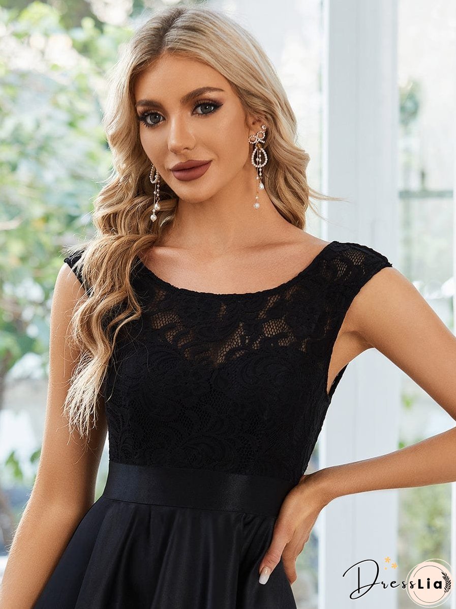 Elegant High-Low Lace Cocktail Dress