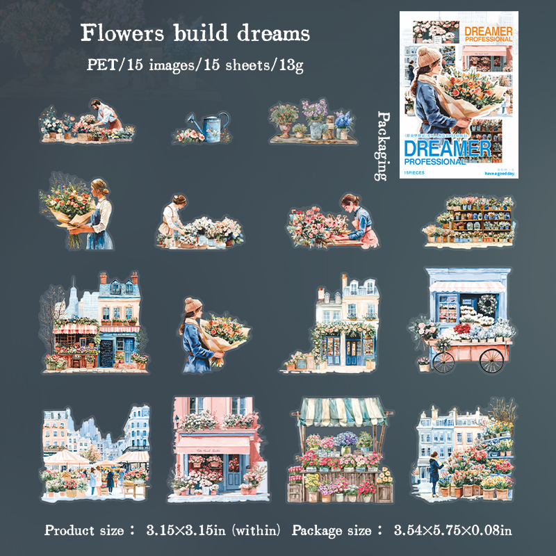PET Sticker - Dreamer Professional Series Vintage Character Flower Landscaping 