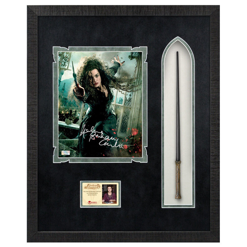 Helena Bonham Carter Autographed Harry Potter Bellatrix 8×10 Wand Framed Display