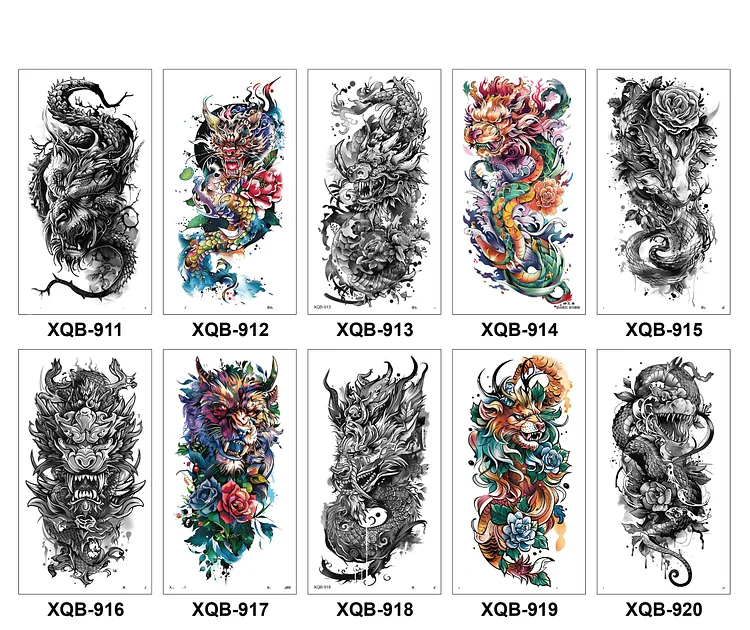 10 Sheets Art Waterproof Half Arm Temporary Tatto