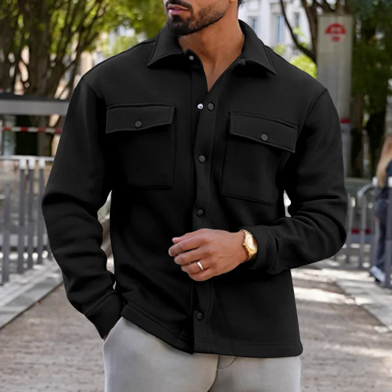 PASUXI Wholesale Plus Size Casual Single Button Pocket Tops Design Long Sleeve Solid Vintage Blend Wool Jacket For Men