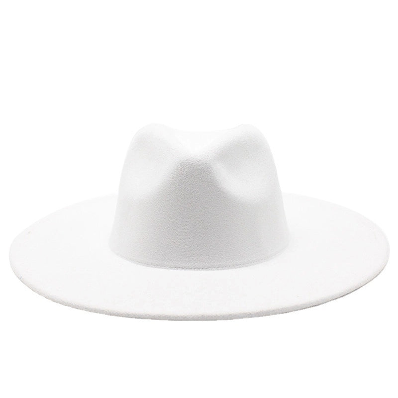 Unisex Elegant Solid Color Big Eaves Flat Eaves Fedora Hat