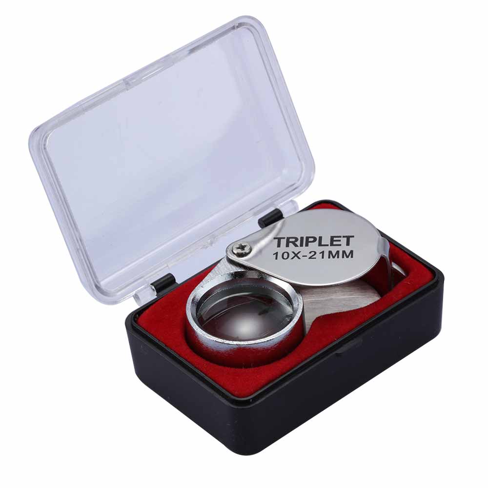 Likron Watches Foldable Triplet Jewelers Loupe Magnifier 10X20X30X Pocket Magnifying Glass for Jewelry