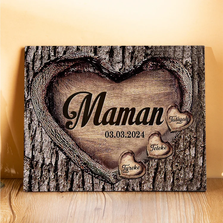 À ma Maman/Mamie - Cadre en Bois 3 Prénoms Personnalisés avec Texte et Date Cadeau pour Famille Jessemade FR