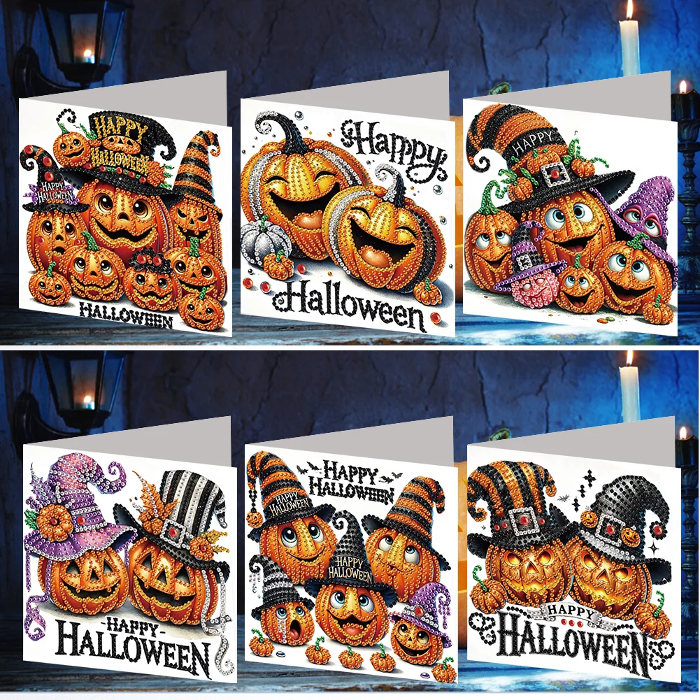 6PCS DIY Diamond Art Greeting Cards Congratulations Cards & Gifts (Halloween)