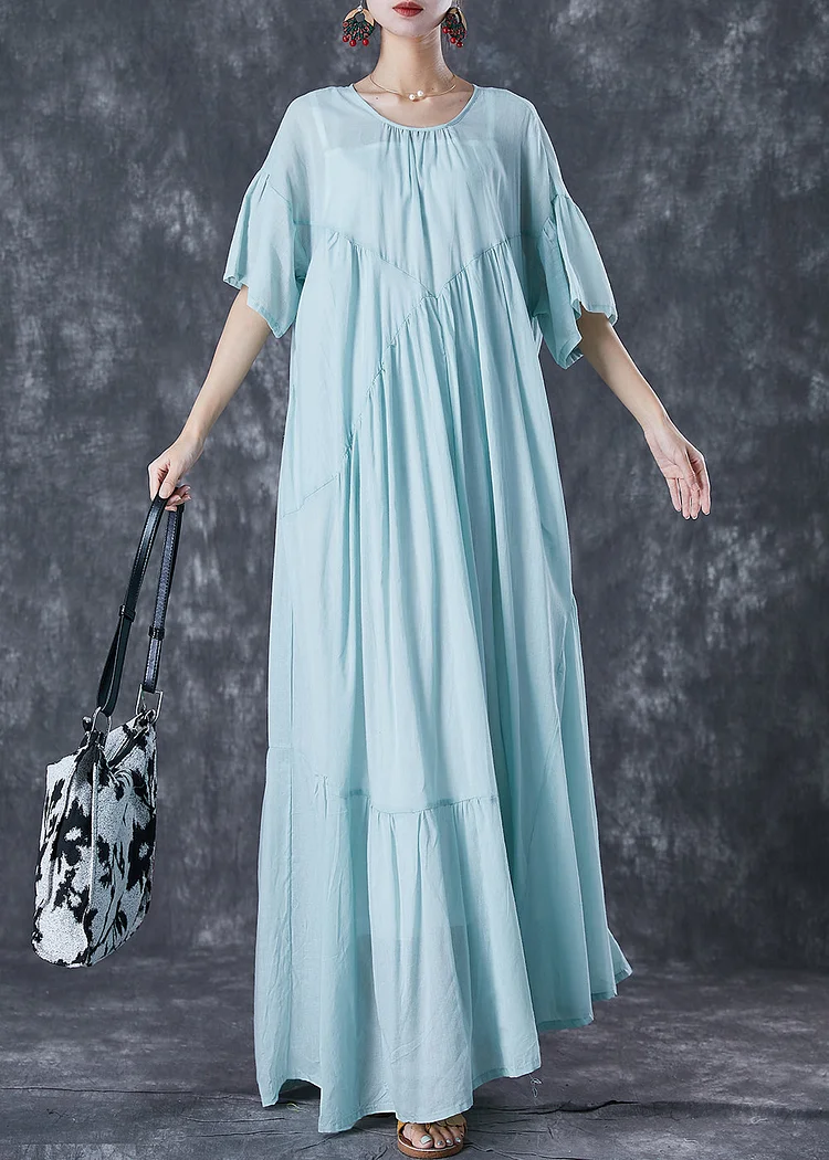 Classy Light Green Oversized Exra Large Hem Cotton Dress Summer
