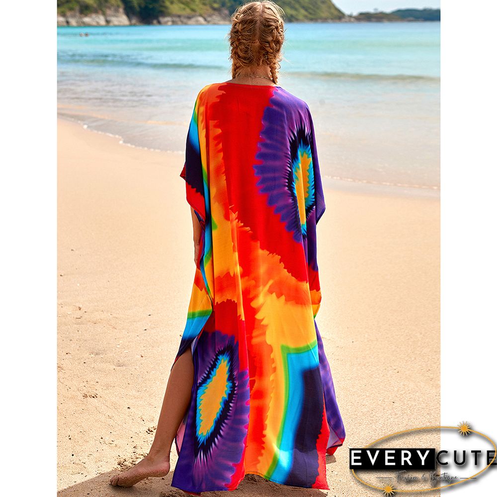Yellow Graffiti Loose Beach Kimono Dress