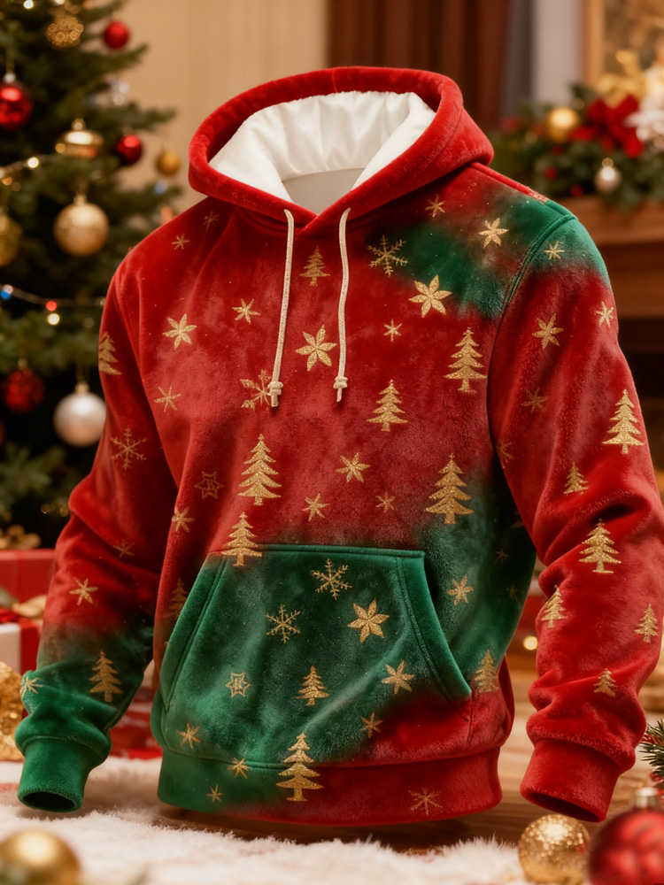 Men's Christmas Print Long-sleeve Hooded Sweatshirt elevenforest