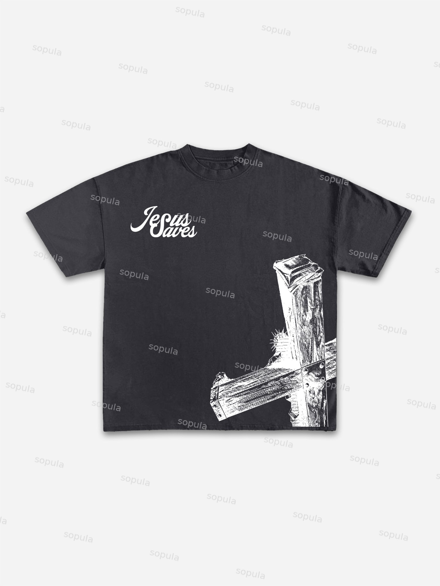 Jesus Saves Graphic Cotton T-shirt - Sopula｜Premium Graphic Tees & Graphic Clothing