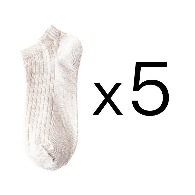 5 Pairs Women Simple Solid Cotton Casual Striped Short Socks for Ladies Breathable Comfortable Soft Trendy Japanese Korea Sox