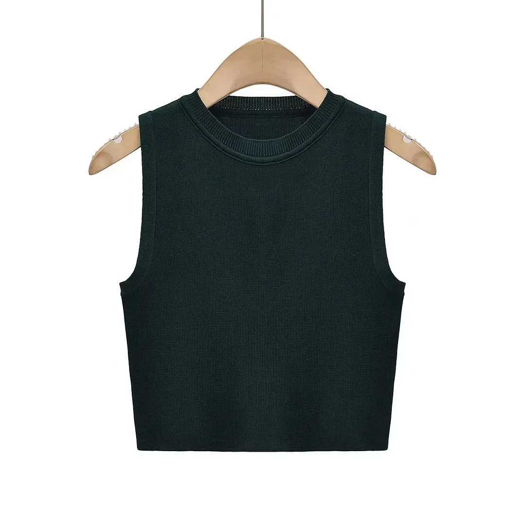 Nigikala Nigikala Summer New Top Sleeveless Short Knitted Vest Female C83614