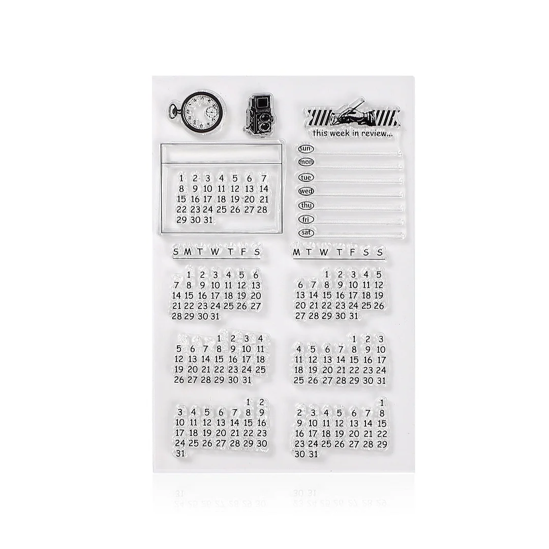 JIANWU Vintage digital calendar list clear stamps transparent silicone seal scrapbook DIY student office creative daily supplies