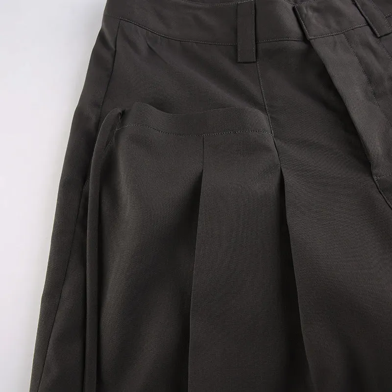 Brownm Y2K Crossover Pleated Pants