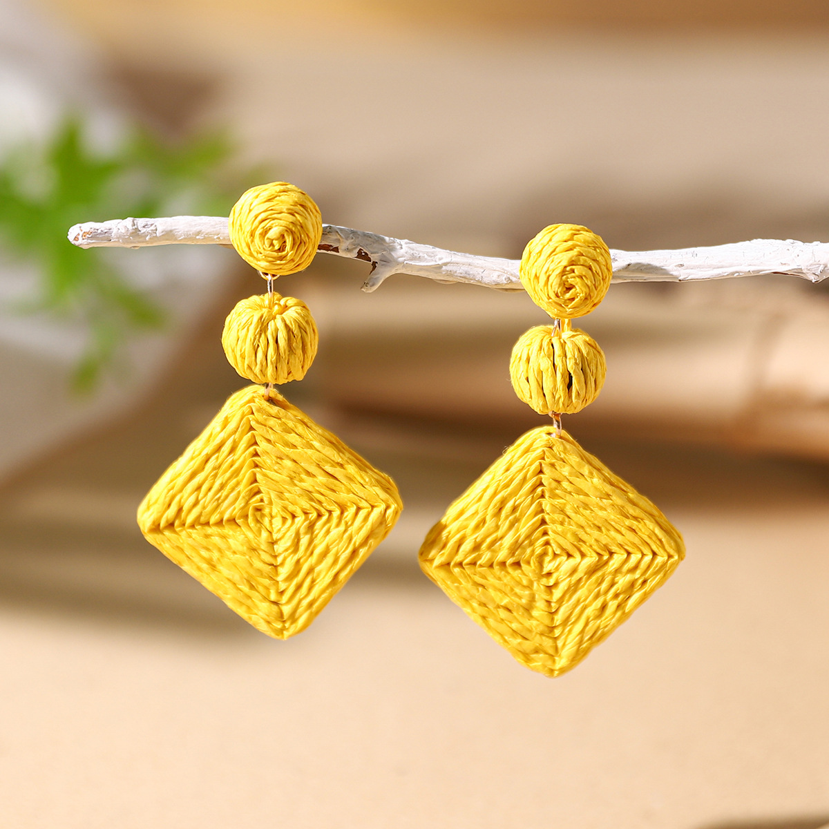 Women's Holiday Bohemian Style Raffia Hand-woven Earrings