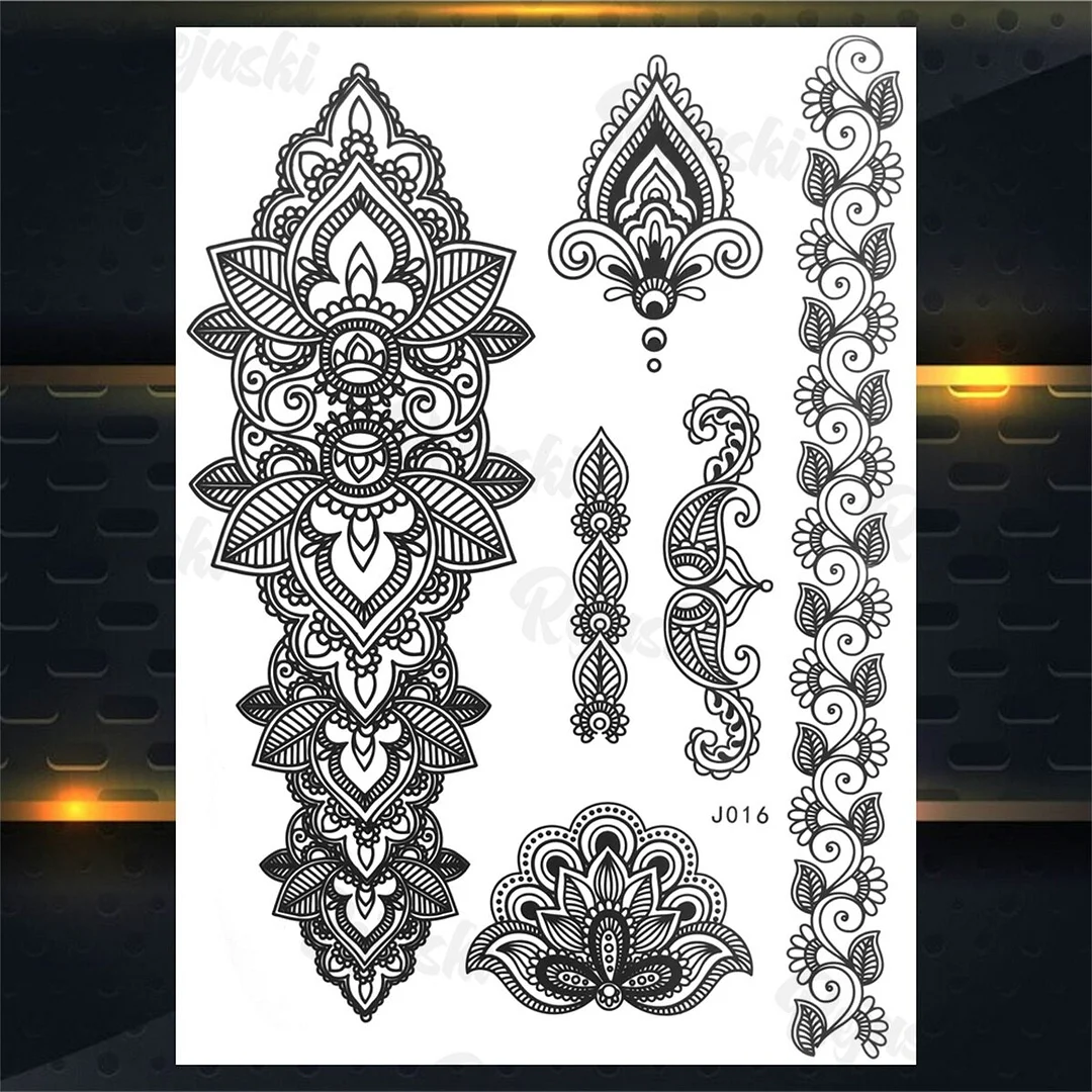 Sdrawing Elephant Pendant Temporary Tattoos For Women Men Lion Butterfly Snake Feather Fake Tattoo Sticker Glamour Back Body Tatoos