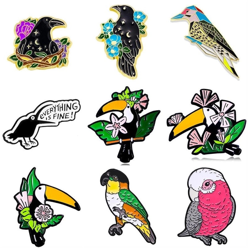 Casual Cartoon Style Cute Crow Animal Parrot Alloy Unisex Brooches