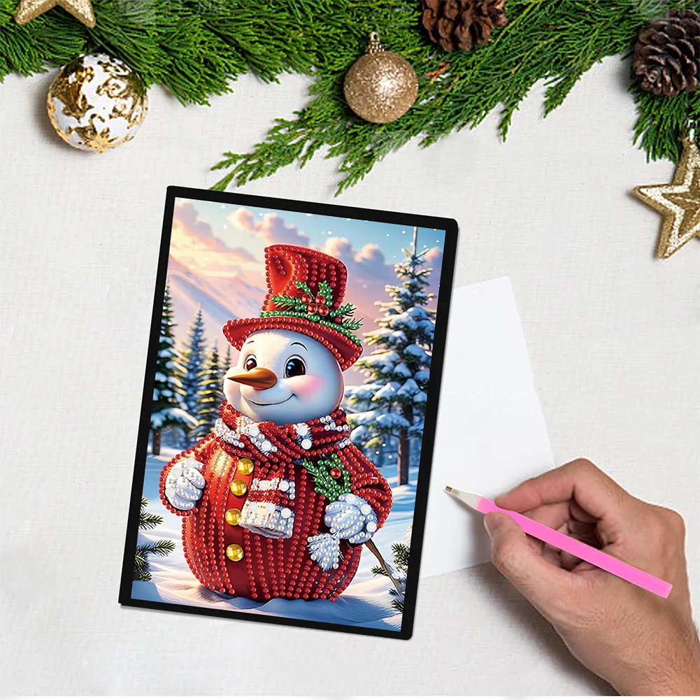 Snowman A5 Size Diamond Painting Notebook Set with 4Pcs Bookmark Holiday Gift