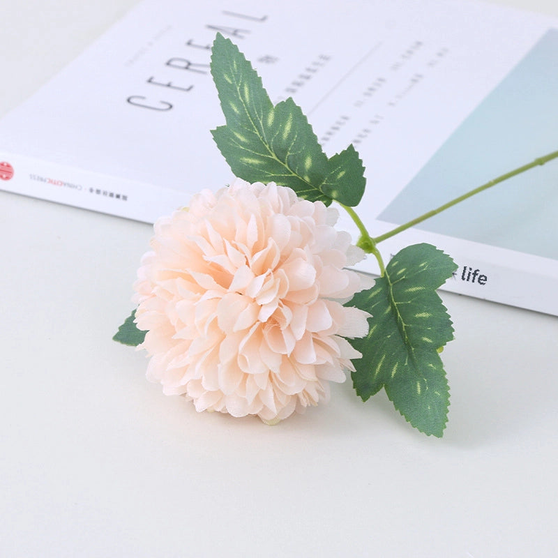 Artificial Chrysanthemum Single Ping-pong Chrysanthemum Wedding Decoration Home Living Room Soft Decoration Silk Cloth Dandelion Fake Flower