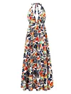 Floral-Print Deep V-Neck Backless Bohemia Maxi Dress