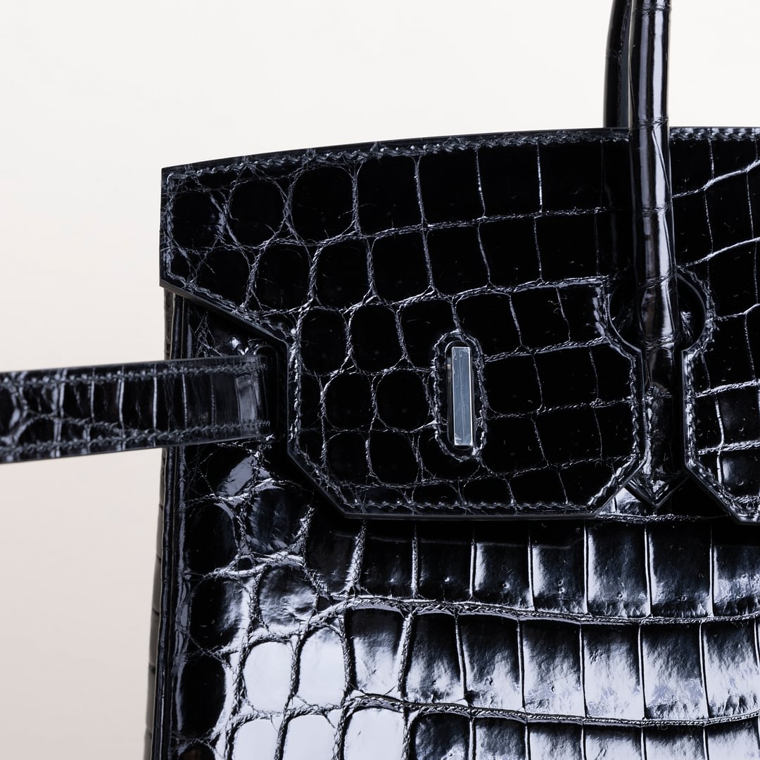 Birkin 35cm Shiny Niloticus crocodile 89 Noir PHW