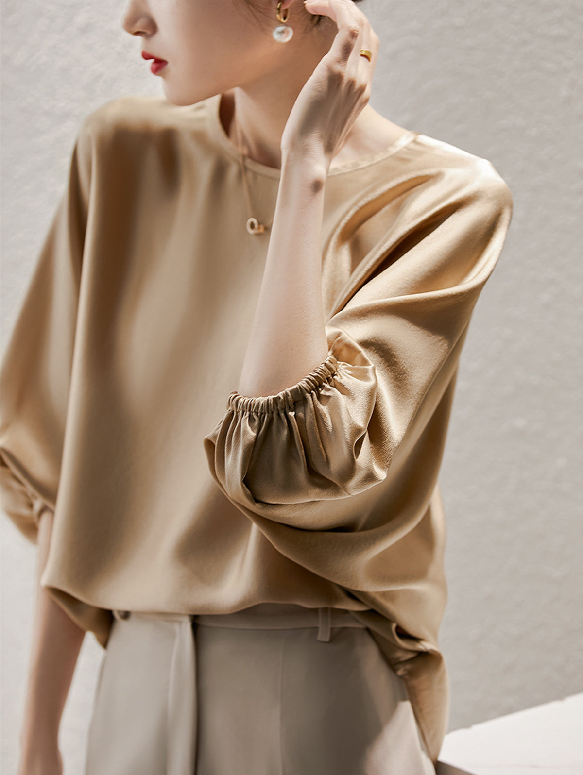Baje Studio - crincle woven blouse Lou - rose amber