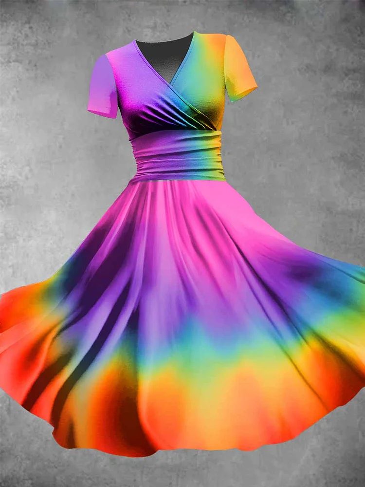 Women's Pride Day Rainbow Colorful Gradient Print Maxi Dress