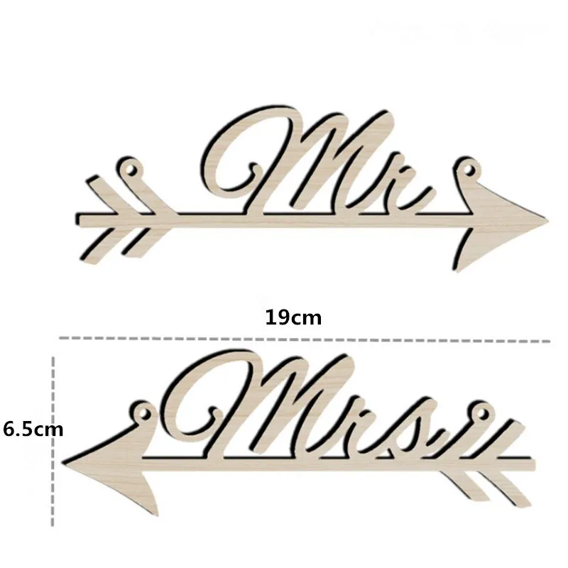 2pcs/set Large 35cm MR&MRS Banner Wedding Decorations Wedding Chair Decoration Flag Just Married Wooden Banner Wedding Favors-S
