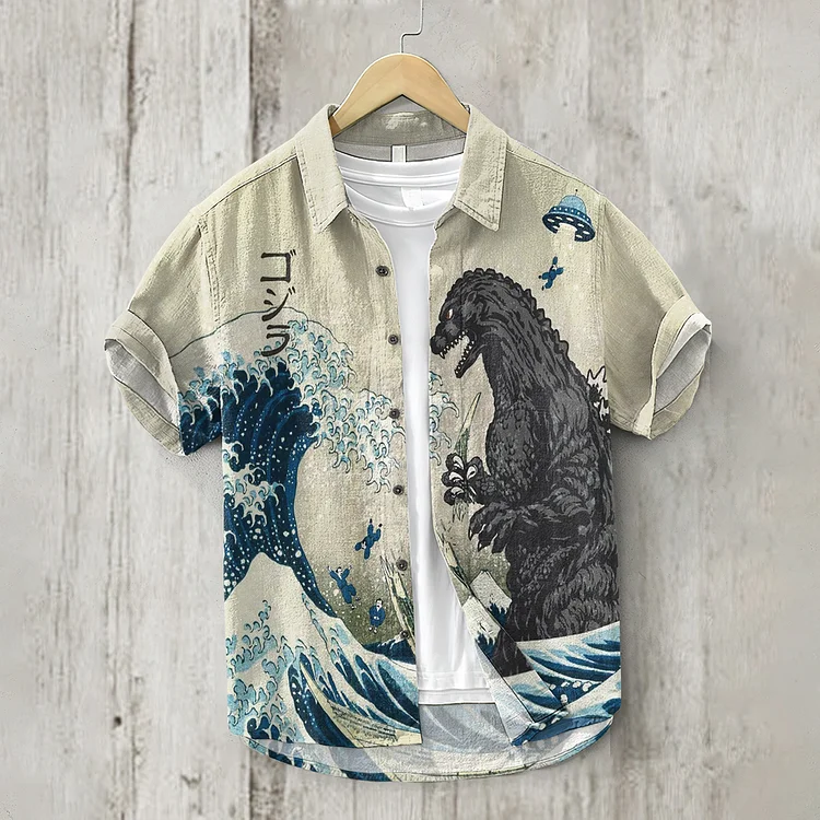 The Great Waves And Godzilla Japanese Art Print Shirt