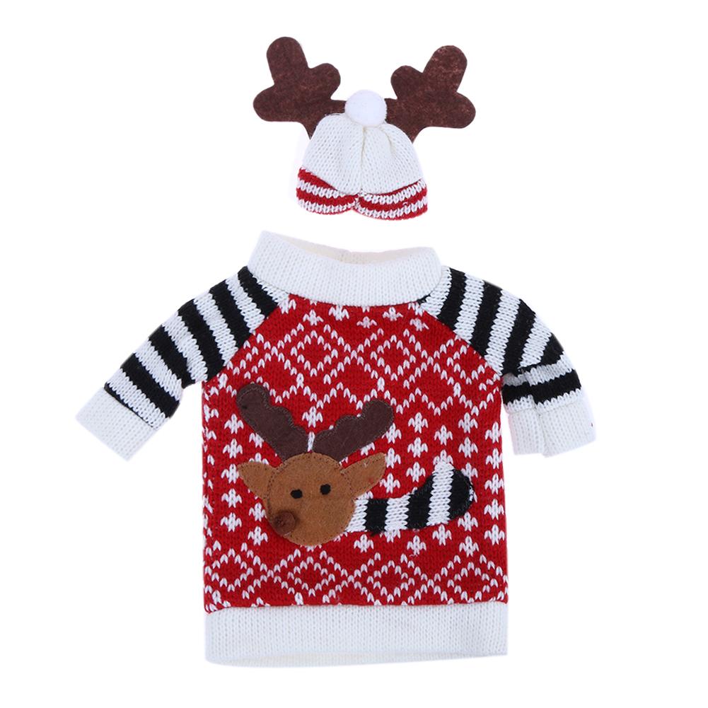 

Christmas Deer Wine Bottle Decor Set Bottle Cover Clothes Cap Kitchen Decor, 501 Original
