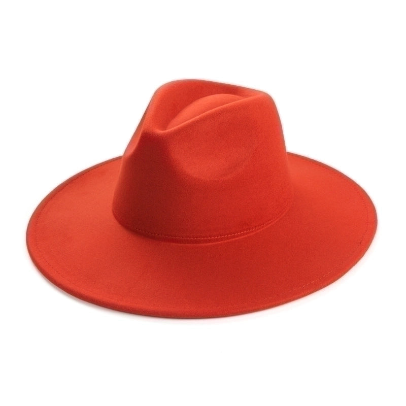 Unisex Elegant Solid Color Big Eaves Fedora Hat