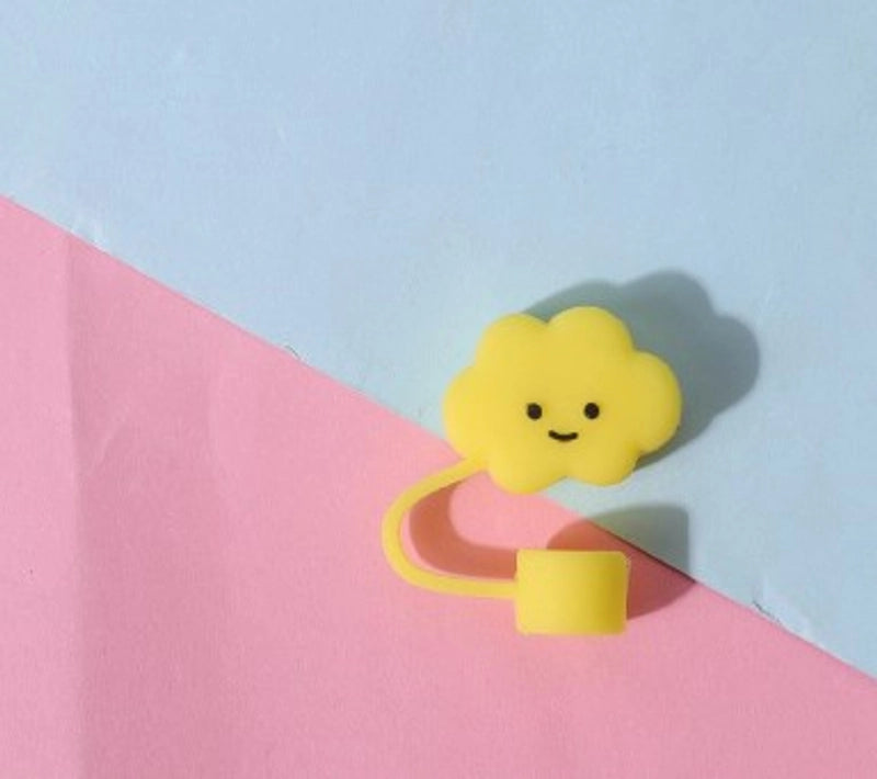 Casual Vacation Solid Color PVC Soft Rubber Straw Decorative Cap 1 Piece