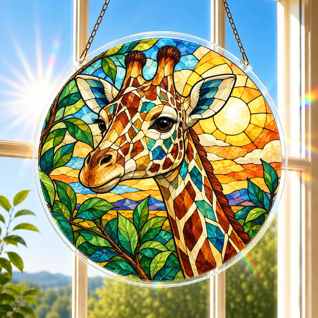 Savanna Giraffe Stained Glass Suncatcher Puzzle