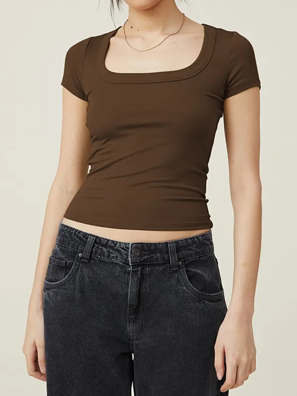 Square Neck Short Sleeve T-Shirt