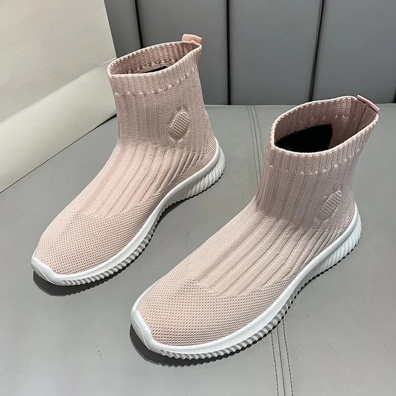 2020 Women Sneakers Vulcanized Shoes Sock Sneakers Women flats Slip On Flat Shoes Women Plus Size Loafers Walking female shoes