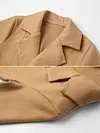 Urban Solid Color Long Sleeves Lapel Belted Loose Woolen Outerwear