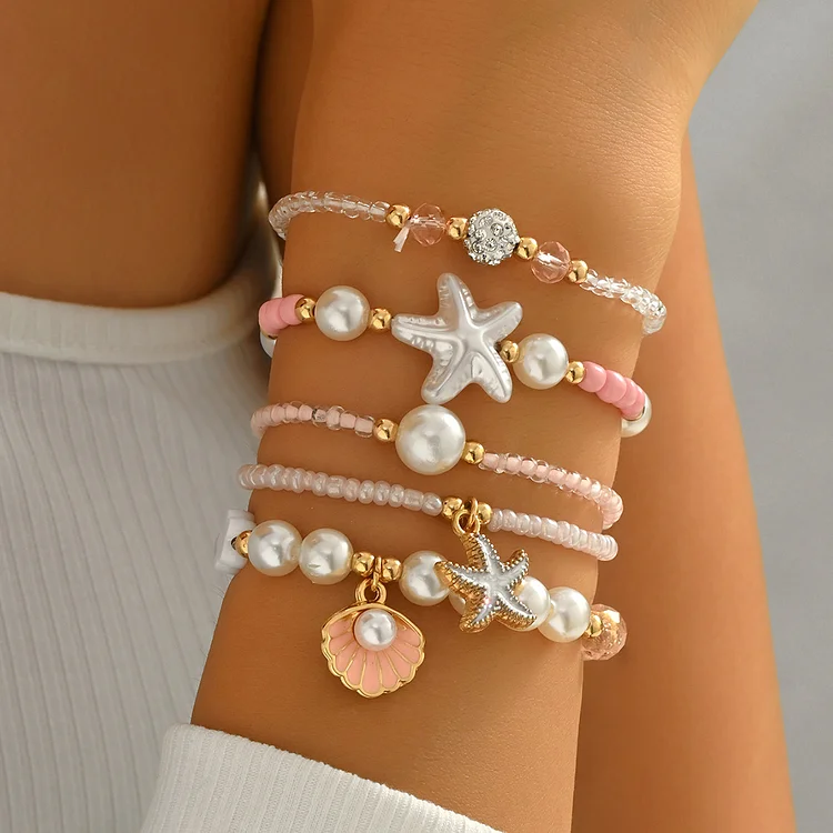 Ocean Wind Beaded Multi-Piece Set Bracelet