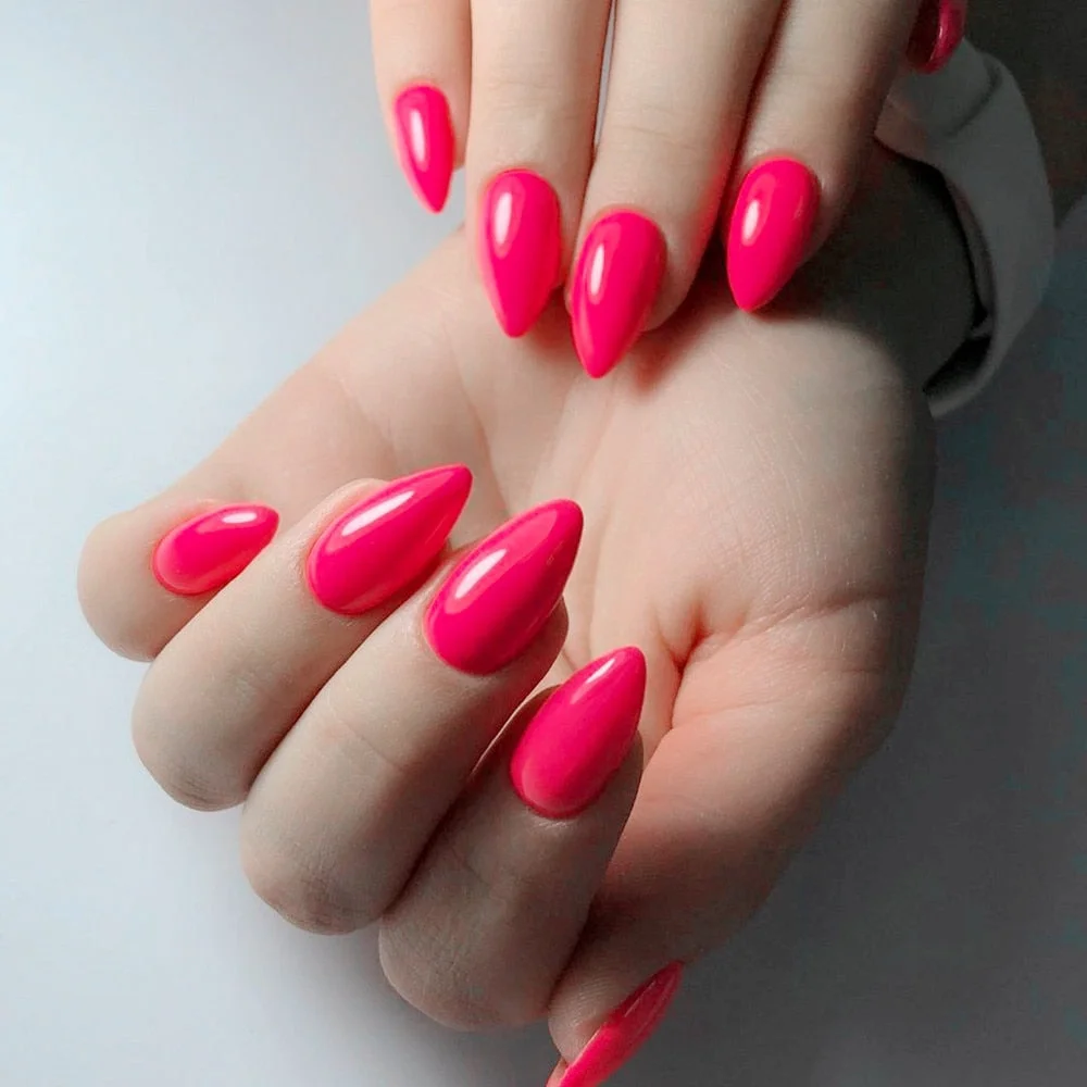 24Pcs Shiny Wine Red Short Stiletto False Nails DIY Press On Fake Nail With Jelly Glue Lady Daily Wear Manicure Tools-Nail Inspo