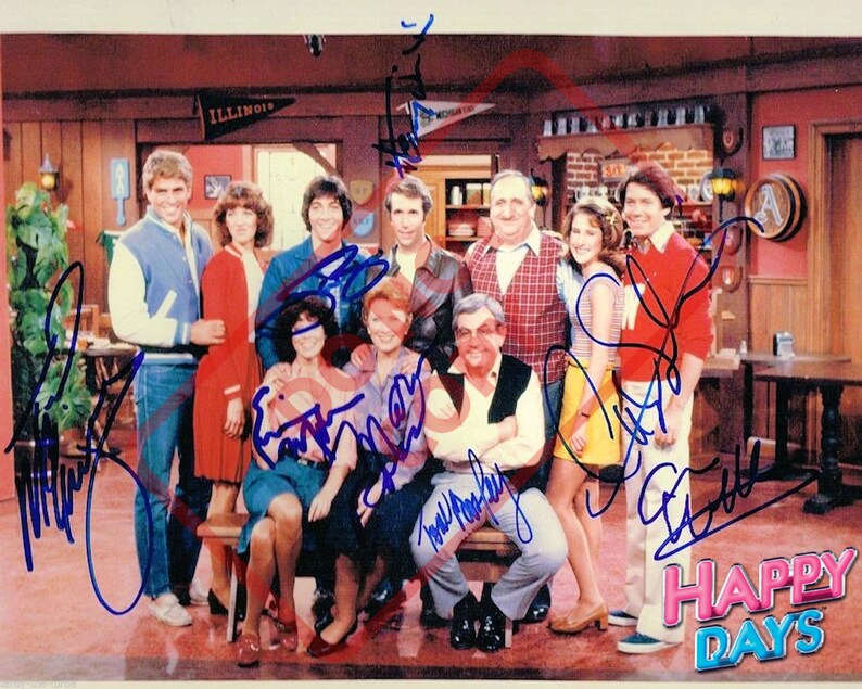 Happy Days Cast Henry Winkler Ron Howard Vintage -197080s8.5x11 Autographed Signed Reprint Photo Poster painting