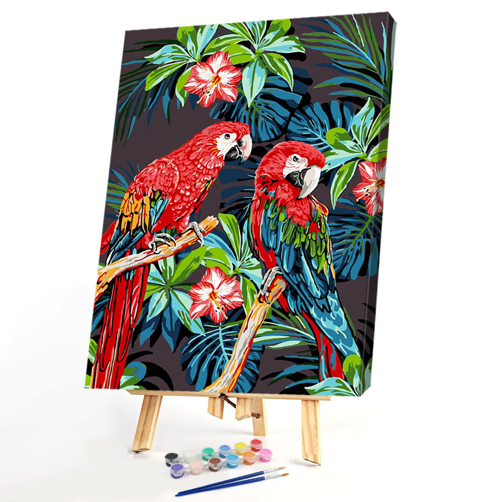 

40*50CM - Paint By Numbers - Parrot Flower, 501 Original