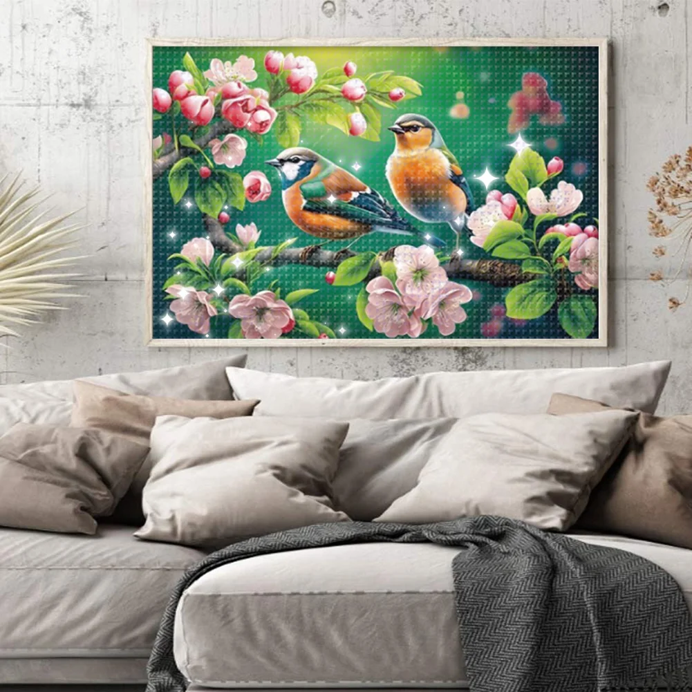 9CT Full Stamped Cross Stitch Bead Embroidery- Birds(Canvas|59*41CM)